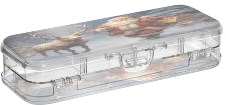 Linnyio ÖLgemäLde Santa Hirsch Transparente FedermäPpchen,Stiftebox Organizer für Schule Büro