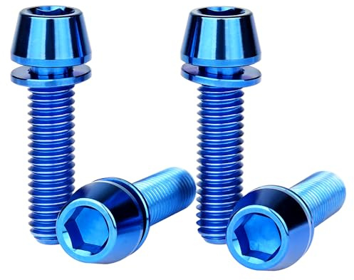 Wanyifa Titanium Ti M6 x 20 mm Innensechskant-Schrauben mit konischem Kopf und Unterlegscheiben, für Fahrrad-Scheibenbremsen, 4 Stück