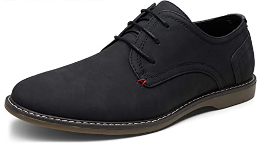 Jousen Men's Oxford Suede Business Casual Dress Shoes Plain Toe Oxfords Classic Formal Derby Shoes (AMY615 Black 10)