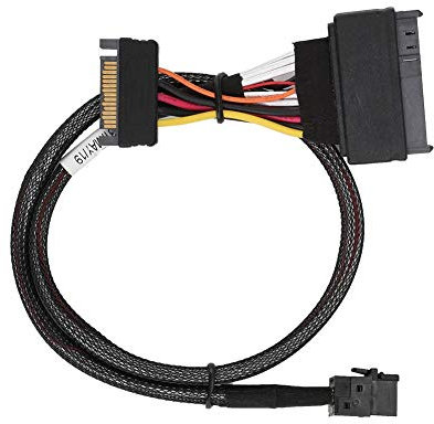 Diyeeni Cable SSD NVMe de 50 cm HD Mini-SAS (SFF-8643) a U.2 (SFF-8639), conector U.2 NVMe PCIe a Mini SAS (SFF-8643) con alimentación SATA para SSD U.2