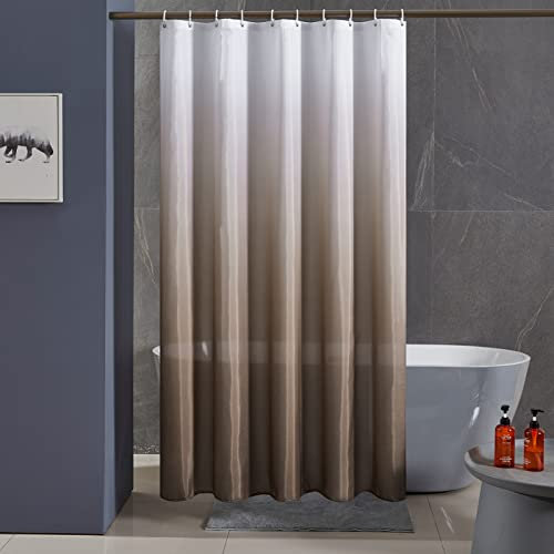 Furlinic Cortina Ducha Antimoho Poliester Tela Impermeable Lavable Pequeña Cortinas Baño Originales 6 Anillas Cortina Ducha Plegable 90x180cm Taupe Degradada
