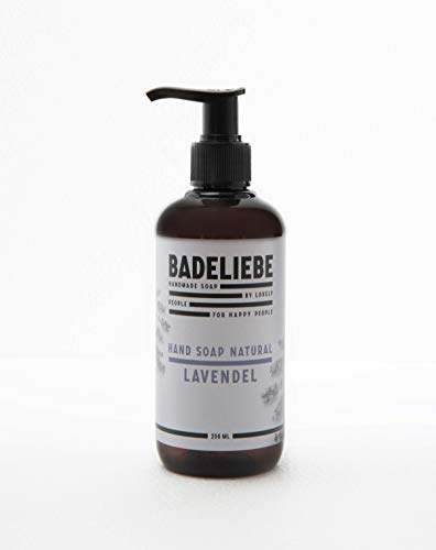 BADELIEBE Flüssigseife mit Lavendel – 250 ml vegane Handseife im Pumpspender für Hände, Gesicht & Körper – Frei von Palmöl und Tierversuchen