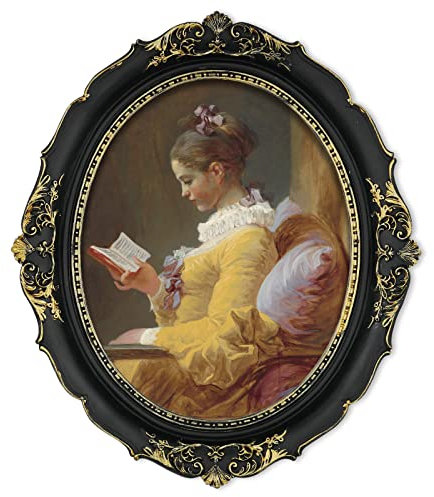 8x10 inch/20x25 cm Picture Frame Vintage Style Oval Frame with Glass, Wall and Tabletop Photo Frame (Black & Gold)