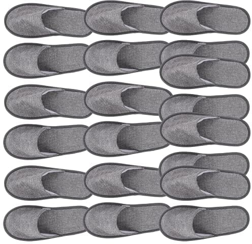 10 Pairs Light Grey Fleece Foldable Non-Slip Slippers Disposable Nail Shoes for Travel Home Hotel Spa Reusable and Design for Guests