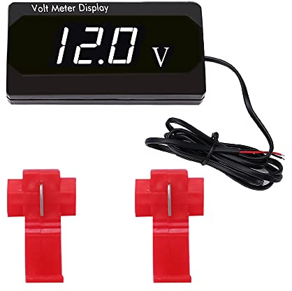 YIXISI DC 12V Waterproof Car Voltmeter with LED Digital Display, Voltage Tester Gauge Meter with Terminals for Boat Marine Vehicle Motorcycle Truck ATV UTV, White LED