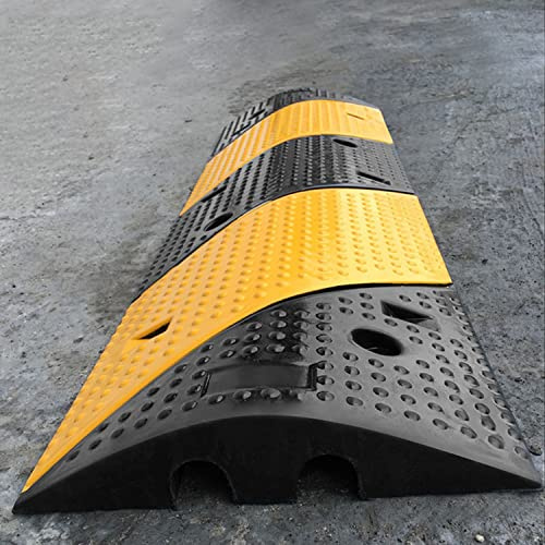 uyoyous Protector de cables con 2 canales, puente de cables para el suelo, protección contra subidas de cables, puente exterior para aparcamientos, almacenes, color negro (100 x 30 x 6 cm)