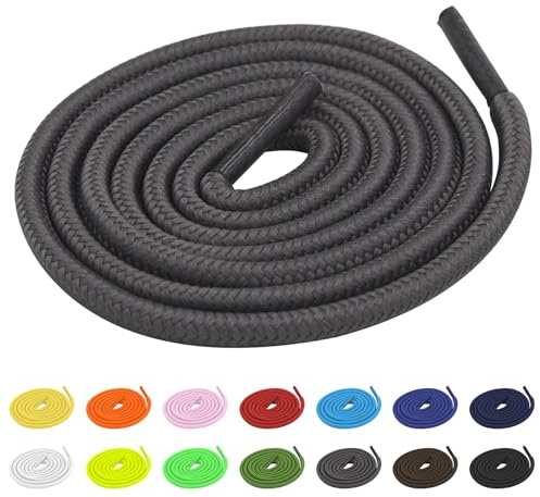 TBOC Cordones Zapatillas Deporte Redondos Cordones Zapatos Botas Militares Shoe Laces Atacadores Cordon Triatlon [Diámetro 5 mm] Compatibles con Converse Altas Nike Adidas Panama Jack Timberland