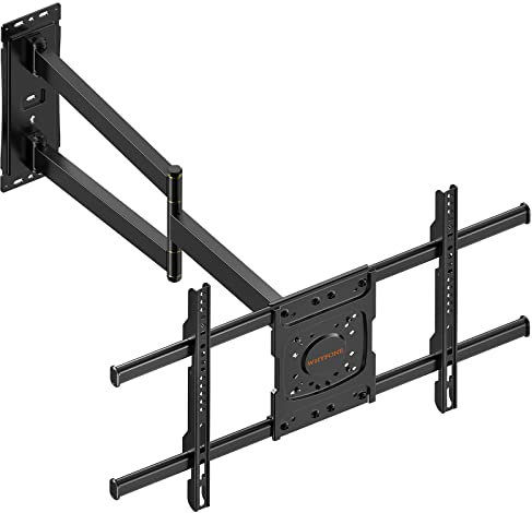 WHYFONE Soporte de Pared para TV de Largo Alcance de 83,8cm, Giratorio, Inclinable, Instalación en Esquina/Plana, Apto para Televisores Planos/Curvos de 32 a 75 Pulgadas de hasta 45kg, VESA 600x400mm