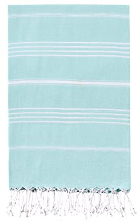 Toallas de playa de baño turcas Peshtemal, secado rápido y fácil, suaves para la ducha, el baño de vapor, el spa, la piscina, el gimnasio y el yoga, 100% algodón, 100 cm x 180 cm (verde agua)