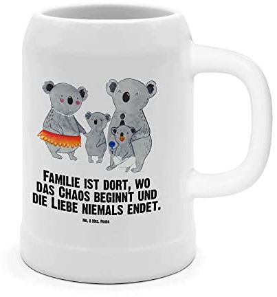 Mr. & Mrs. Panda Bierkrug Koala Familie - Geschenk, Mama, Koalas, Bierkrug Steingut, 5 l, 500ml, Kinder, Papa, Familienzeit, Vatertag, Schwester, 0,