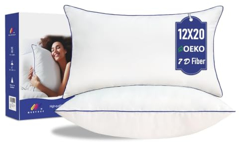 Wuuyuef 12x20 Pillow Insert Set of 2 – Soft Lumbar Pillow Inserts, Rectangular Cushion Inserts, Hypoallergenic Virgin Microfiber Filling, Machine Washable