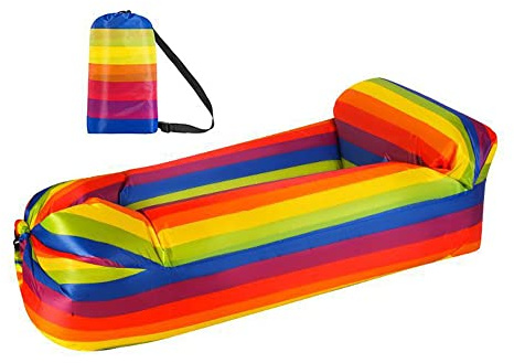 Hixingo Aufblasbares Sofa Wasserdichtes Strandliege Tragbares Luftsofa Outdoor Sofa Mit Tragetasche Reißfest Camping Sofa für Camping, Strand, Outdoor, Park, Reisen, Wandern (Regenbogen)