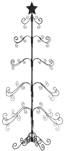 vidaXL Metall Weihnachtsbaum für Dekorationen, Christbaum mit 5 Ebenen, Platzsparend DIY Dekoration, Weihnachtsschmuck Weihnachtsdeko, Schwarz 150cm