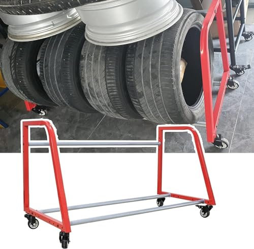 HACSYP Garagen-Reifenregal, Multi-Reifen-Lagerregal, Metall-Reifen-Organizer-Regal, bewegliches tragbares Reifenregal mit 4 Rädern, for Zuhause/Garage/Wohnung