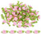 PATIKIL Mini Ribbon Roses, 100 Pcs Tiny Satin Fabric Flowers with Green Leaves Embellishments Rosettes Applique for DIY Crafts Sewing Wedding,Pink