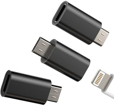 zoyuzan Adapter Lightning auf Micro-USB (3er-Pack) Konverter Android Jack Ladegerät Zubehör Konverter Lightning Buchse auf Micro-USB-Stecker kompatibel mit Galaxy S7 Active S6 Edge Adapter