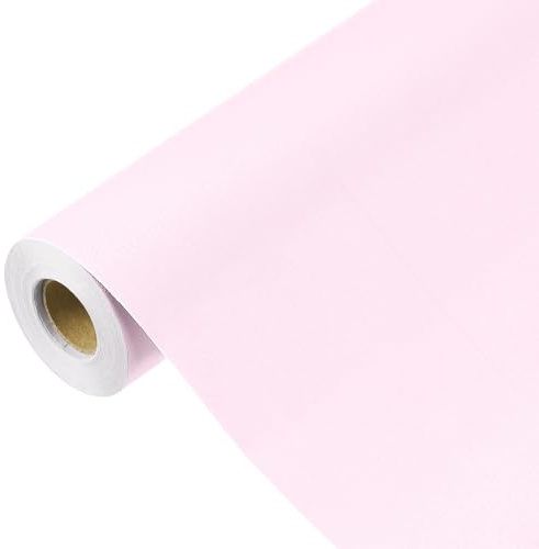 QUARKZMAN Papier Peint Rose Pâle de 1000x40cm, Papier Peint Autocollant, Papier Contact Rose Pâle en Vinyle Auto-Adhésif pour la Décoration Murale