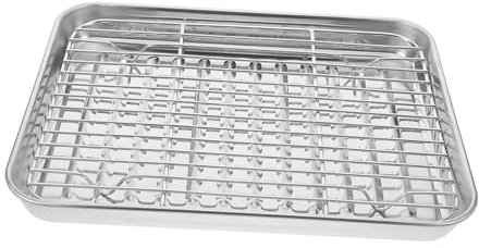 COLLBATH Edelstahl Backform Satz Mit Kühlregal Und Drahtrost Ofenblech Für Grillen Und Backen Öl Abtropfschale Wiederverwendbar Für Snacks Und Obst