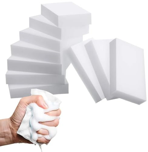 Eastrise Magic Sponges Cleaning Eraser,All-Purpose Washing up Melamine Sponge Foam Cleaning Pads,White Power Scrub Non-Scratch for Kitchen Bathroom Wall(10 PCS/3.93x2.36x0.79in)