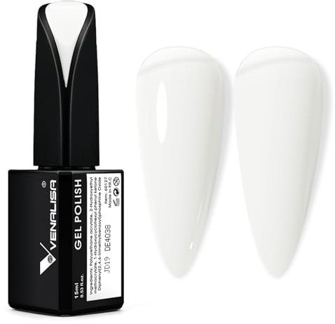 VENALISA Gel Nail Polish 15ml Milky White Color Gel Polish Soak Off Nail Lamp UV LED Long-Wear for Nail Art DIY Salon-Quality Manicure at Home
