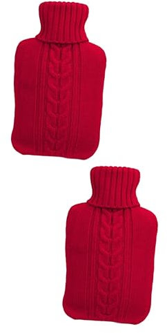 Healeved 2St Wärmflaschenbezug für Damen Mini-Wärmflasche mit Deckel Wärmbeutel mit Deckel Bettwärmer Heißwasserbeutel hausmittel home therapy gestrickte Abdeckung Wärmflaschenetui rot