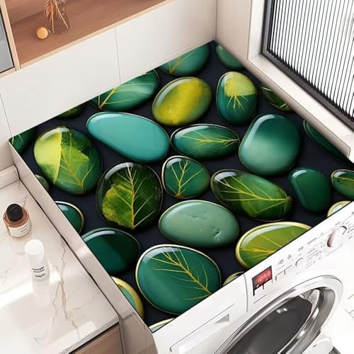Highdi Housse de Protection pour Machine à Laver Top, Pierres Colorées Coussin de Machine à Laver Antidérapant Housse de Machine à Laver Ou Sèche-Linge (30 * 40cm,Vert foncé)