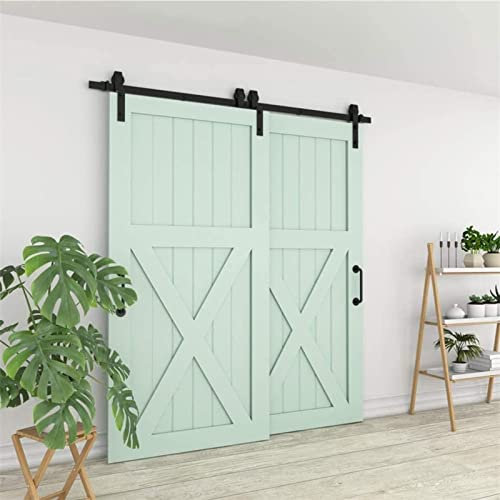 LDTTYRC Kit ferramenta per Porta Scorrevole del fienile, Kit Completo di ferramenta per Porta Scorrevole a Binario Singolo a Doppia Porta, Binario sospeso per Porta Scorrevole silenziosa del fienile