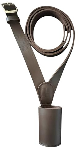 Flag Carrier Pole Holder Cross Belt Brown Leather, Adjustable Army Flag Pole Holder Strap for Military Honour Guard use, Adult Unisex Parade Flag Belt with Silver- Finished Brass Buckle