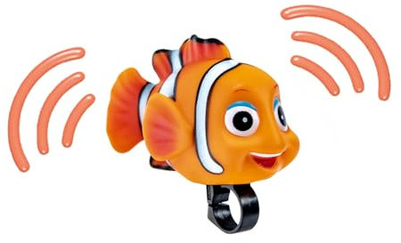 Fahrradhupe für Kinder, Hupe für Kinderfahrrad, Dreirad oder Laufrad, Zum Drücken und Loshupen, Einfache Montage mit Verstellbarer Befestigung (Ø 2 – 2,5 cm) (Clownfisch Orange)