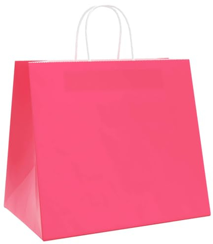 vidaXL Papiertragetaschen 250 Stk., Papiertüten mit Henkeln, Kraftpapiertüten, Geschenktüten für Einkaufen Hochzeiten Verpackungen Partys Geburtstag Weihnachten, Rosa 32x22x28cm