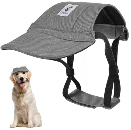 Pawaboo Baseballkappe für Hunde, verbesserte elastische Ohrlöcher, verstellbar, für Outdoor-Sport, Sonnenschutz, Baseballmütze, Schirmmütze, Sonnenhaube, Outfit für kleine, mittelgroße und große Hunde