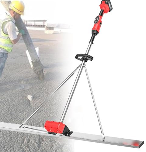 LXWKAI Grattoir électrique pour béton, Outil de Finition de Chape de Surface en béton, règle de nivellement de Surface de Ciment de Chape électrique sans Fil avec grattoir, 1 Batterie - 1,5 m
