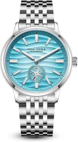 SEA-GULL Orologi meccanici da uomo, serie naturale, orologio da polso automatico, quadrante polaris sub, gabbiano ST17, luminoso, 6180, blu oceano, Bracciale
