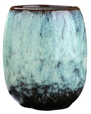 CZMYCBG Grandes Tasses À Café en Céramique, Tasse À Thé Sans Anse, Tasse Rétro pour Le Bureau et La Maison, pour Thé/cappuccino/lait/cacao(Cyan)