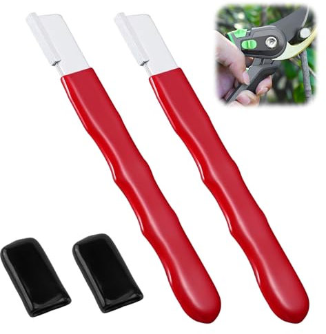 2 pezzi Affilacoltelli da giardino, affilacoltelli da esterno, affilalame portatile in acciaio al tungsteno, affilalame multifunzione per cesoie da potatura, forbici, falci e cesoie per recinzioni