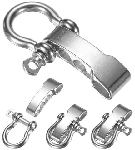 TIXIPEM Pulsera de paracaídas con hebilla de grillete de metal ajustable para pulseras de supervivencia, cinturón y cuerda al aire libre, plata, 52 x 26 mm