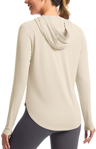 Mrat Sweat à capuche avec protection UV UPF 50+ pour femme avec trous pour les pouces - Haut léger à séchage rapide - T-shirt de sport d'été à manches longues - T-shirt de performance pour randonnée