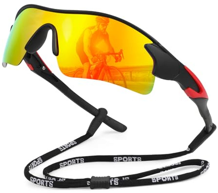 Hifot Occhiali da Sole Sportivi Polarizzati Uomo Donna, Occhiali Ciclismo Running Sport con Protezione UV400, Montatura Superleggera Avvolgente per Guida Ciclismo Pesca Corsa Baseball Golf Sci MTB