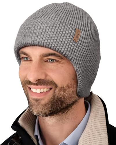 FURTALK Winter Beanie Mütze mit Ohrenklappe für Herren Damen Warm Fleece Gefüttert Strickmütze Outdoor Wintermütze