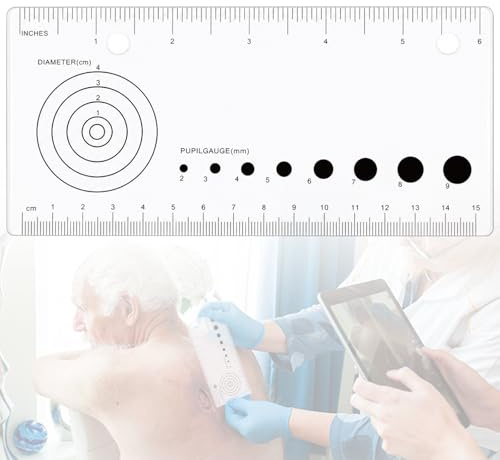 Med sårmätningslinjal med pupillmätare för sjuksköterskor, mätning av kroppssår för patientvård, 15 cm plastlinjaler, 1/10 st (1)