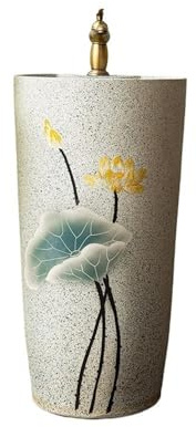 Lavabo sur colonne Meuble-lavabo sur pied en céramique vintage avec robinet et kit de vidange