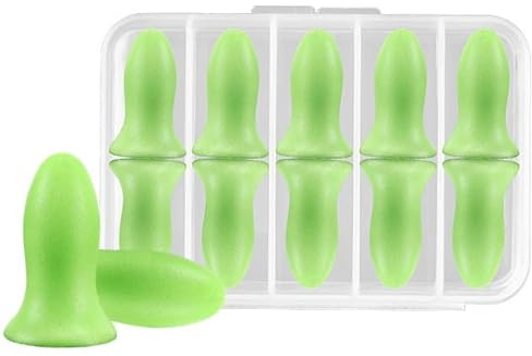 Guoxintech 5 Pairs Ear Plugs for Sleep, 36dB Noise Cancelling Memory Foam,Suitable for Side Sleepers, Travel，Work with Carry Case（Green）