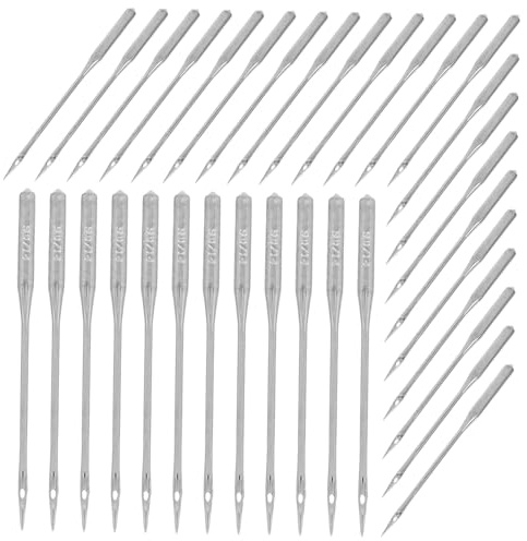 ULTECHNOVO Agujas Para Máquina De Coser 90/14 Para Jeans y Cuero, Puntas Regulares, 50 Unidades, Resistentes y Duraderas, Ideales Para Telas Gruesas, Manualidades y Acolchado, Uso Doméstico y Vintage