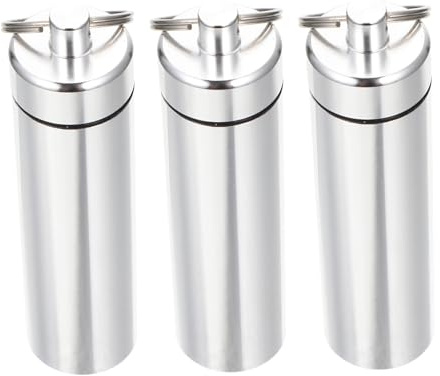 MOLUCKFU Contenedor Portátil para Hisopos De Aleación De Aluminio Resistente Al Agua, Tamaño 8x2.3x2.3 Cm, Llavero Desmontable, Adecuado para Camping y Senderismo, Set De 3 Unidades