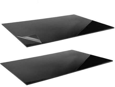 Foonary 2 Stück 30 x 20 cm Schwarz Kunststoffplatte 3mm, ABS-Material Antistatische Polyethylenplatte, PVC Platte Acrylplatte, Kunststoffplatten für Modellbau, Heimdekoration und Kunsthandwerk