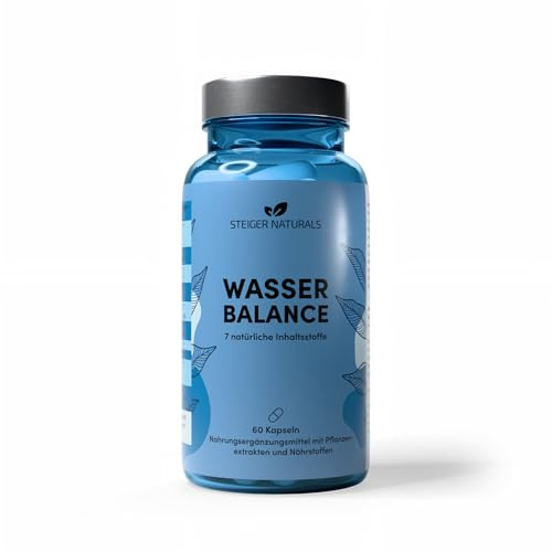Steiger Naturals Wasser Balance – mit Brennnessel, Löwenzahn, Rosskastanie, Rutin, Magnesium & Vitamin B6 – 60 vegane Kapseln