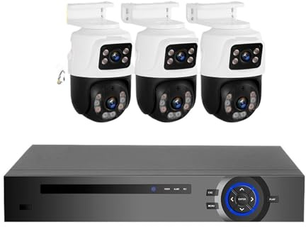 4CH Poe 6MP Kamera System Video Überwachung Kit Sicherheit Ptz Outdoor Zwei Weg Audio Volle Farbe Nacht Bewegungserkennung(None,4CH POE 3PCS 6MP Cam)