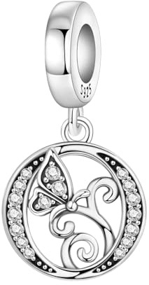 CYCUFF Pendentif en forme de papillon en argent 925 pour bracelets et colliers - Bijou en zircone - Cadeau pour femme, famille, amis