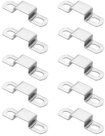 sourcing map Square Pipe Clamp 20x10mm 304 Stainless Steel Silver 10pcs | Square Tube Buckle,U Shaped Tube Clamp,Strut Connector,for Pipe Hose Cable