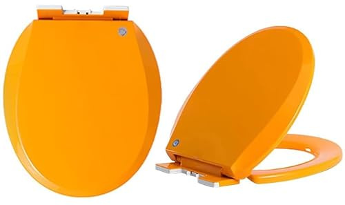 Sedile WC rotondo da 41,9 cm, coperchio silenzioso con cerniere regolabili, in plastica colorata a forma di O, con accessori di montaggio, facile installazione